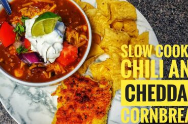 Slow Cooker Chili recipe and Cheddar Cornbread!