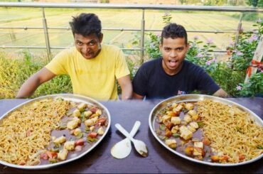 Kadai Hakka Noodles With Chili Paneer Thali Eating Challenge | Indian Chinese Food Challenge