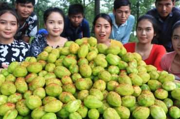 Fresh June Plum eating with chili salt recipe in my big family - Fresh June Plum