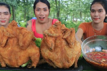 Chicken crispy with chili sauce recipe cooking and eating - Chicken crispy recipe