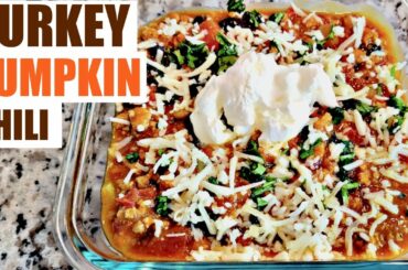 EASY TURKEY PUMPKIN CHILI | PUMPKIN CHILI RECIPE | HEALTHY CHILI RECIPE | GROUND TURKEY RECIPE
