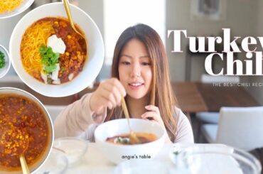 THE BEST, HEALTHY Turkey Chili Recipe // Only ~400 Calories per serving!