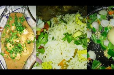 chinese chicken chilli gravy with egg frie rice| unique recipe|easy recipe of chicken chilli,rice...