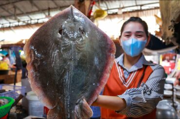 I Go To Stingray From The Market - Stingray Cutting Show - Spicy Stingray Stir Fry Chili Recipe
