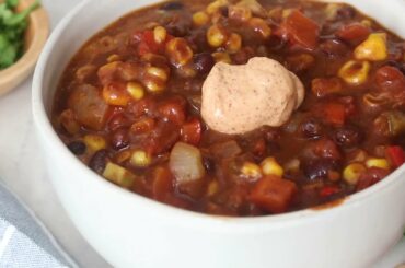 Vegetarian Black Bean Chili with Spiced Yogurt