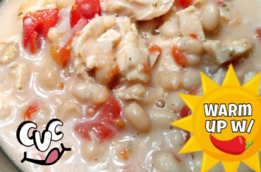 Super Easy Dinner Cheesy Chicken Chili, Game Day or Halloween Night