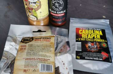 my tolerance is improving after years of pain the day after eating hot stuff so I decided to celebrate, the jerky was amazing and the black garlic sauce makes amazing wings!!!