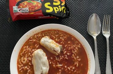 Eating it as a broth with some dim sims and some extra flavourings (fish sauce, shichimi and a bit of tom yum paste)