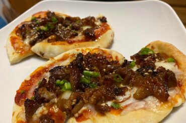 [homemade] Korean inspired pizzas with gochujang sauce, pork belly, and mikes hot honey drizzle