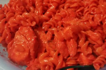 Flaming hot macncheese, actually somewhat tasty for boxed mac, not spicy at all though