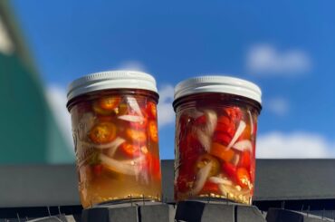 Pickled Serrano Peppers with sweet onion and NW pink garlic