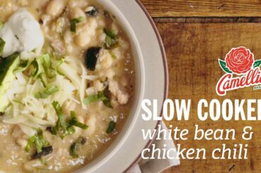 Slow Cooker Recipe -  White Bean & Chicken Chili | Easy Crock Pot Chicken Dinner