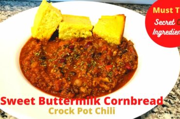 The BEST Slow Cooker #Chili and #Cornbread | #ChiliBeans