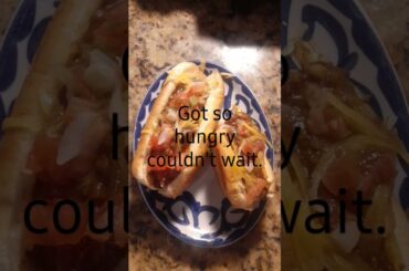 grilled chili bacon dogs on brioche buns.