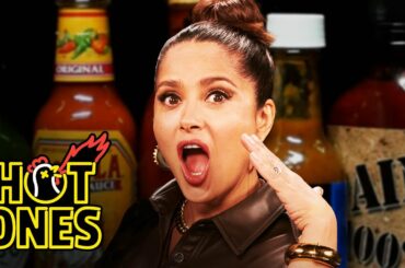 Salma Hayek Adopts Sean Evans While Eating Spicy Wings | Hot Ones
