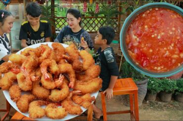 Cook Crispy Tiger Shrimp With White Noodle - Crispy Shrimp Dipping Chili Sauce Recipe