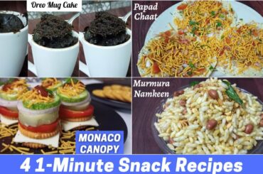 4 Quick And Easy 1-Minute Snack Recipes | Instant Party Snacks Recipes | 1 Minute Tea Time Snacks