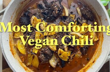 Most Comforting Vegan Black-bean Chili (Mushrooms and Butternut squash)