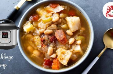 Healthy Low Carb Cabbage Soup with Beans - Vegan | Instant pot Soup recipes | ASMR Cooking
