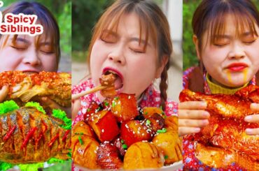 Yummy Spicy Foods  ! Huge Spicy Grilled Fish || Chili Pranks || TikTok Funny MUKBANG ||SpicySiblings
