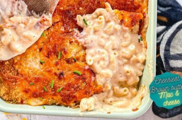 Cheesiest Brown butter Mac n cheese- the best vegetarian side dish recipe to try this thanksgiving!