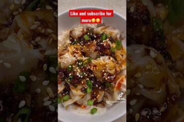 Pork&shrimp chili wontons-  ingredients in description #shorts#cooking #chinesefood #wontons#recipes