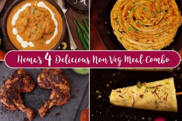 Hema’s 4 North Indian Meal Combo | Butter Chicken | Lachha Paratha | Tandoori Chicken | Malai Kulfi