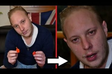 Dude eating 2 Carolina Reapers at once.