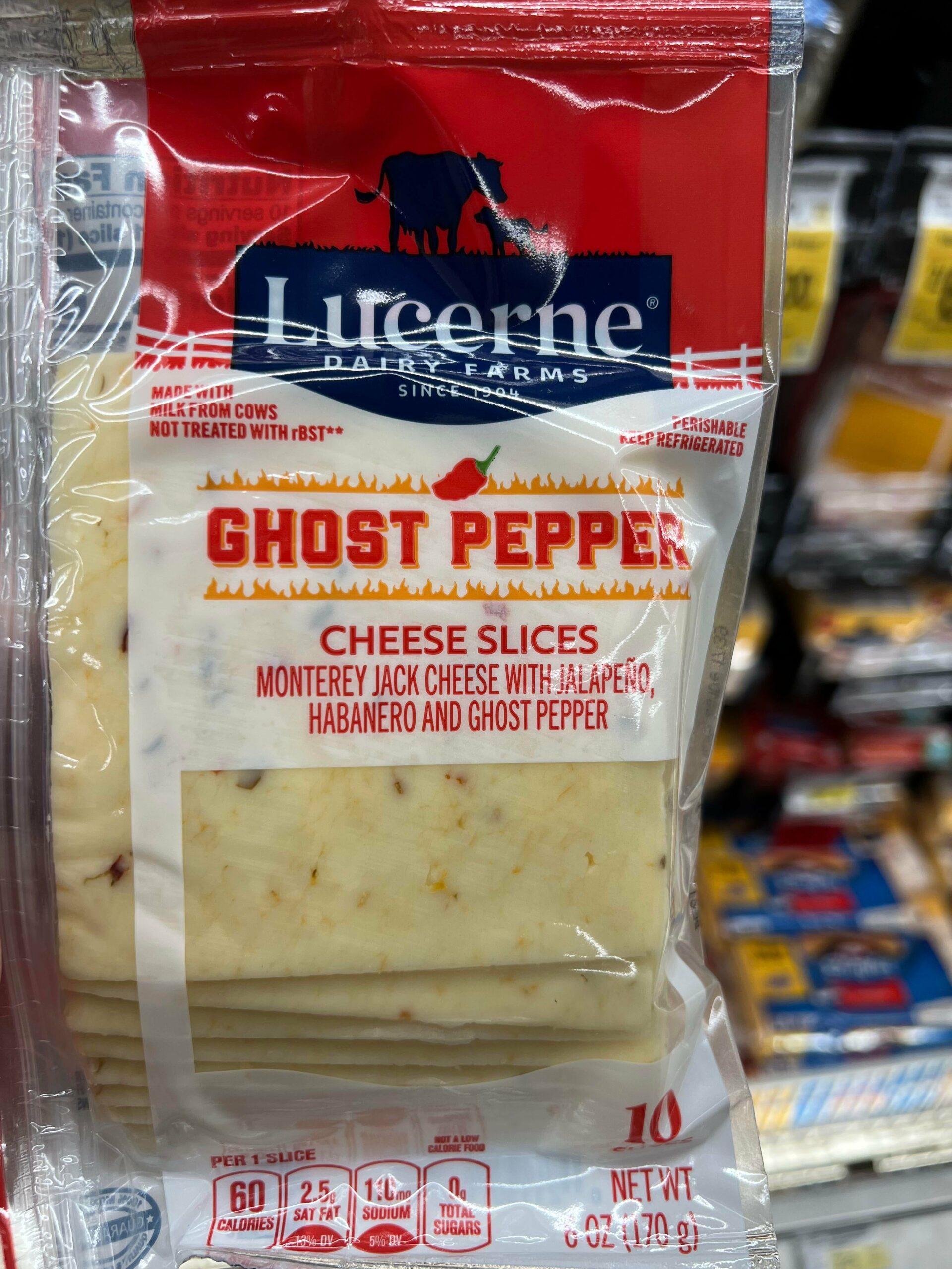 Ghost pepper cheese slices at Safeway tasty but mild Chili Chili