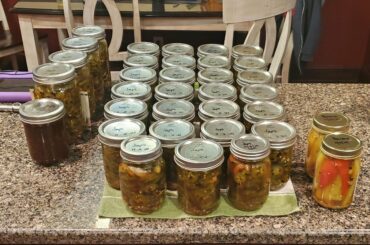 A bushel makes way more pickled peppers than I anticipated, however, Christmas gifts are done. Not pictured are the 12 32oz I put on the storage shelf already. The bananas are for my non-spicy bf.