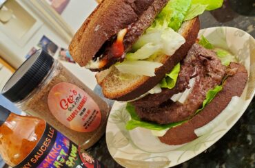 Used a dry rub with reaper pepper on the patties for this heavy burger