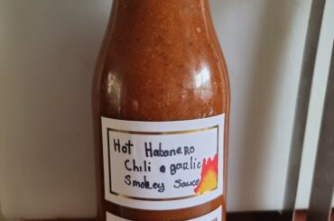 Made my very first hot sauce! Fresh habaneros, garlic, fresh lime juice and liquid smoke!