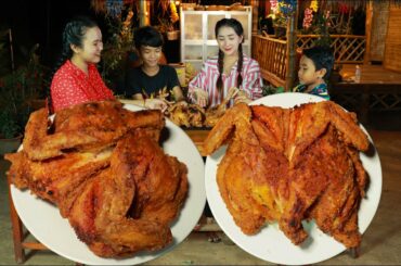 The Whole Big Chicken Cooking - Crispy Big Chicken Dipping Spicy Chili Sauce Recipe - Yummy Chicken