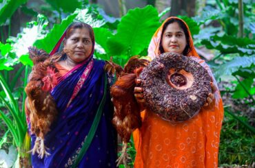 Village Food - 2 Country Chicken with Elephant Foot Yam Curry Recipe for Village Kids