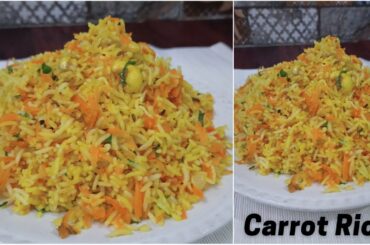 Carrot Rice Recipe | Quick Lunch Box Recipe | Easy And Simple Tiffin Box Recipe with Leftover Rice