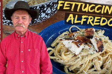 Fettuccini Alfredo with Chicken in Cast Iron