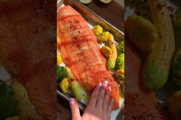 chili-rubbed sheet pan steelhead trout | cooking recipes #shorts
