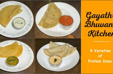 4 Varieties of High Protein Dosa's and Chutney's Combo | Healthy Breakfast Recipes for Kids!!