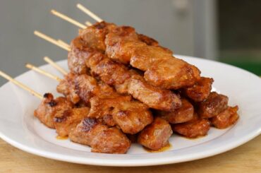 Pork Skewers in Frying Pan - Simple Pork Skewers Recipe - Bodian Life