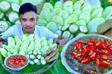 ASMR MUKBANG | Yummy Mouth Watering Eating Green Mango Banana With Chili recipe in my village