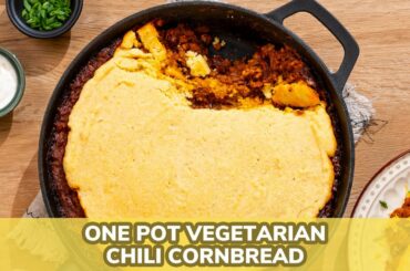 One Pot Vegetarian Chili Cornbread EASY
