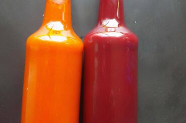 Made fermented strawberry/raspberry moruga Scorpion and lime sauce & roasted Blueberry bhutlah & lime