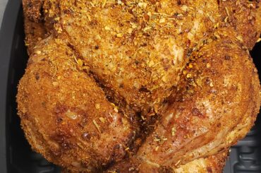 By popular request the kickin chicken rubbed rotisserie that I'm turning into Buffalo sandwiches for dinner.