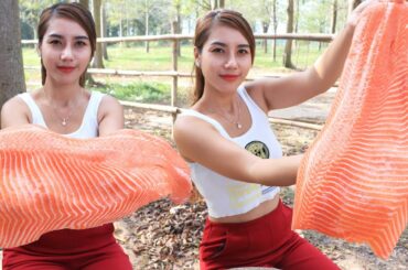 Salmon fish salad with chili sauce cook recipe - salmon fish cook recipe