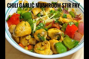 Chili garlic mushroom pepper (stir) fry | easy mushroom recipe | healthy recipes
