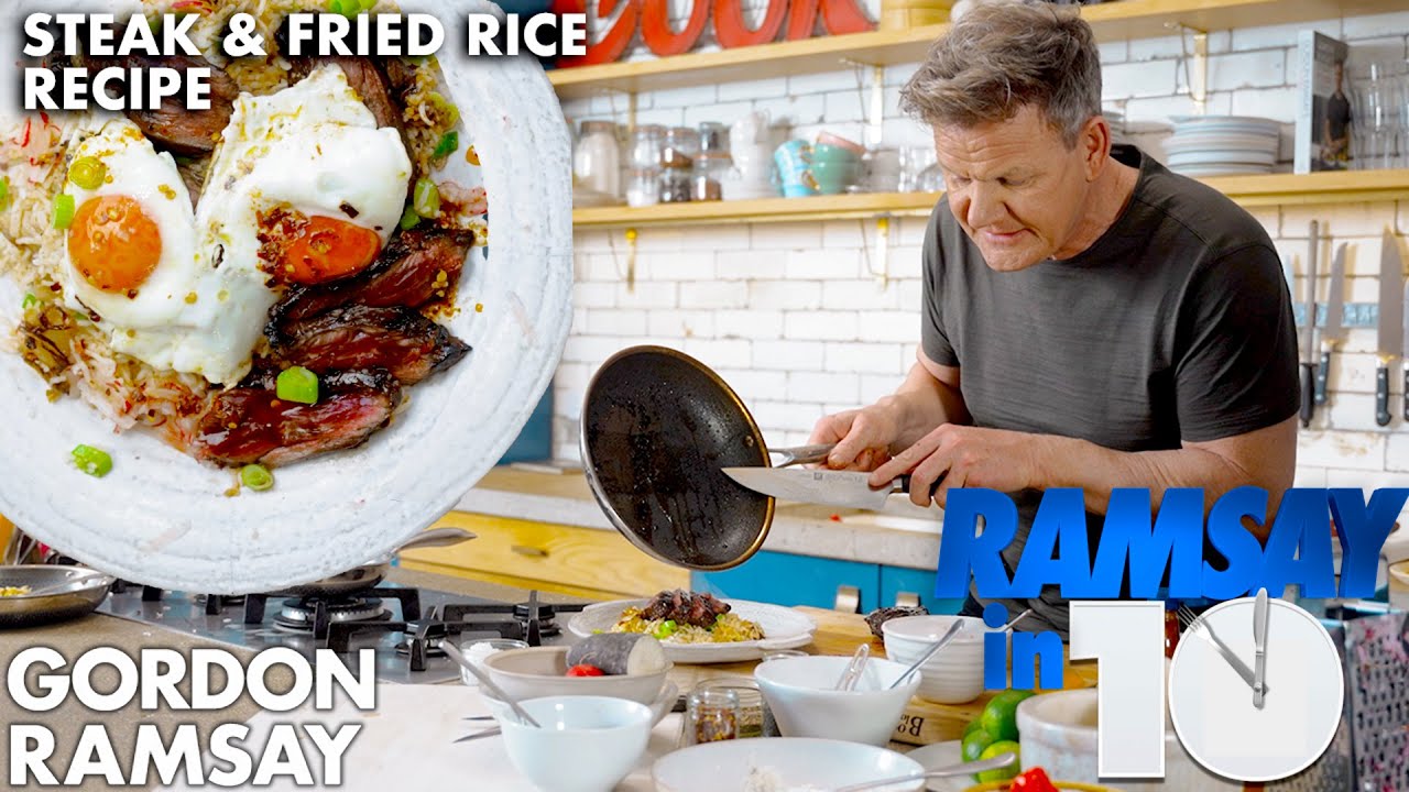 Gordon Ramsay Cooks up Steak, Fried rice and Fried Eggs in Under 10