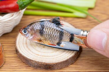 Tasty Miniature Crispy Fish Fry With Chili Sauce |  ASMR Cooking Mini Food
