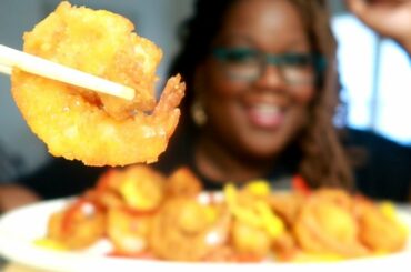 SWEET CHILI MUSTARD JUMBO SHRIMP COOKING AND EATING