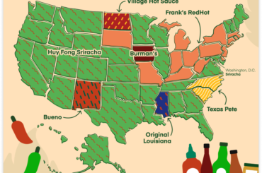 Most popular hot sauces in each US state