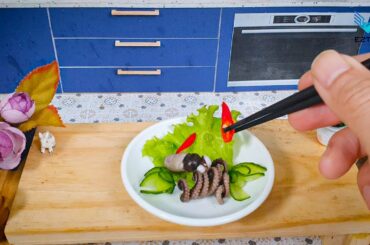 Tasty Steamed Baby Octopus with Ginger and Chili Sauce | Top Great Miniature Cooking Ideas